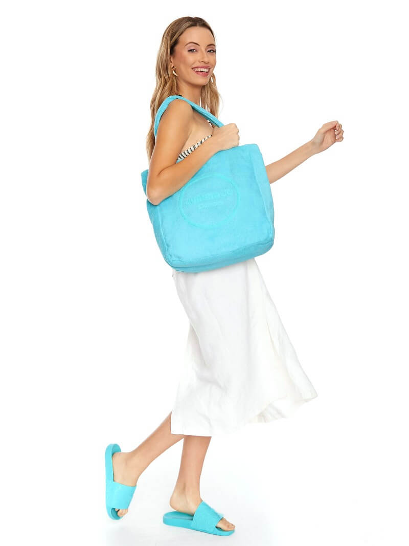 Bolso De Playa Bahia Mediano Turquesa