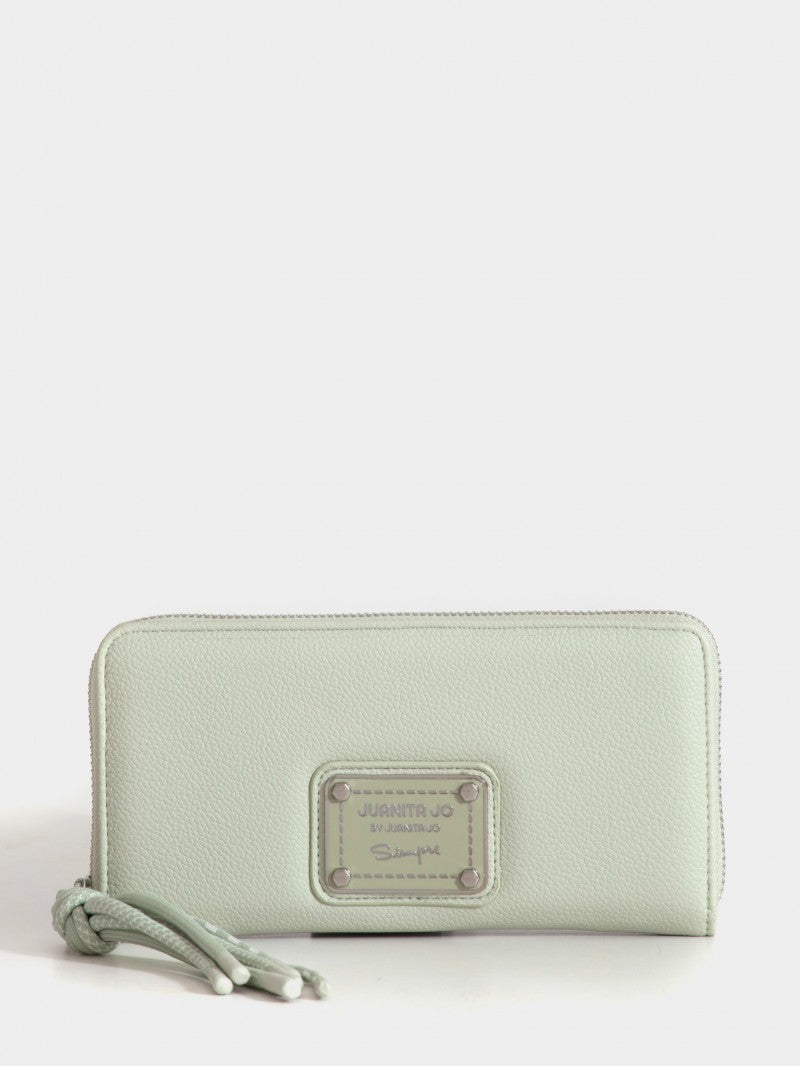 Billetera Grande Verde Con Tiracierre De Cordones