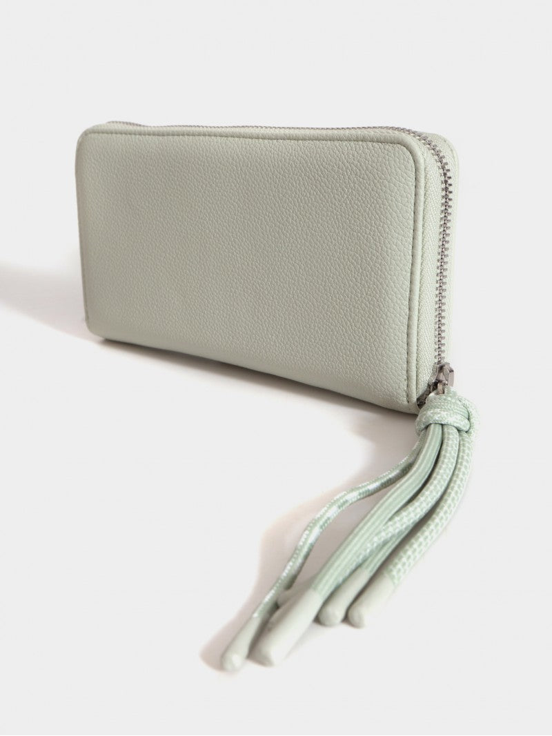 Billetera Grande Verde Con Tiracierre De Cordones