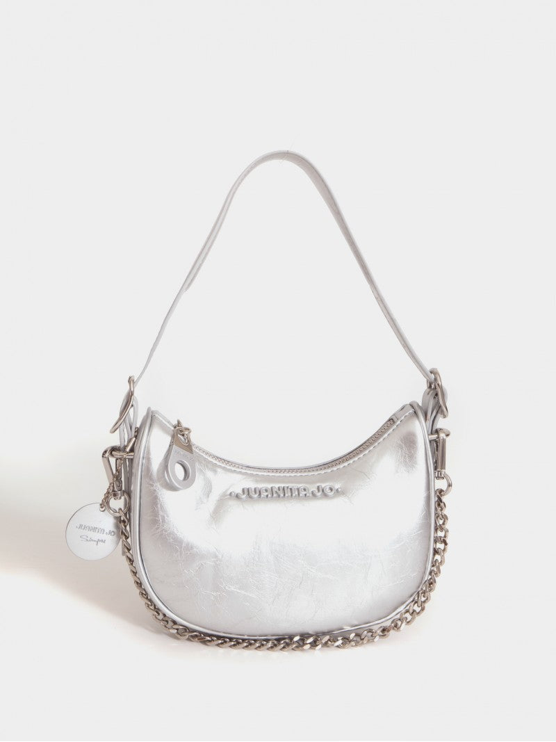Cartera De Hombro Plateada Aura