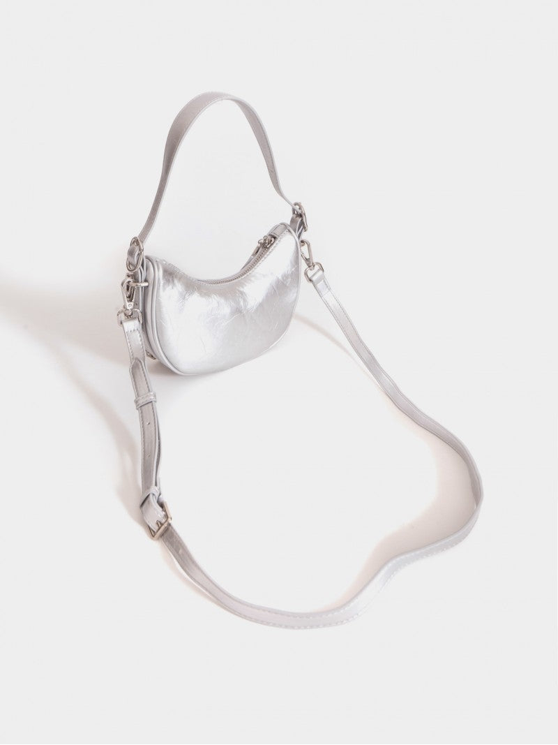 Cartera De Hombro Plateada Aura