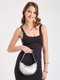 Cartera De Hombro Plateada Aura