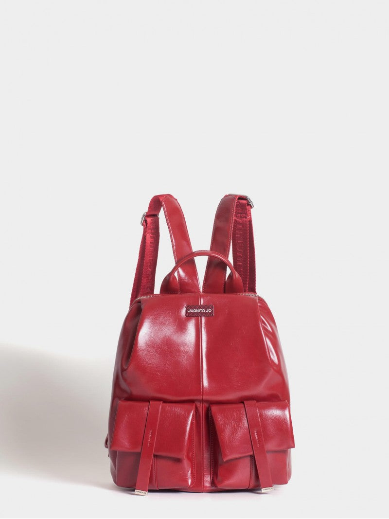 Mochila Roja Efecto Charol Roxie