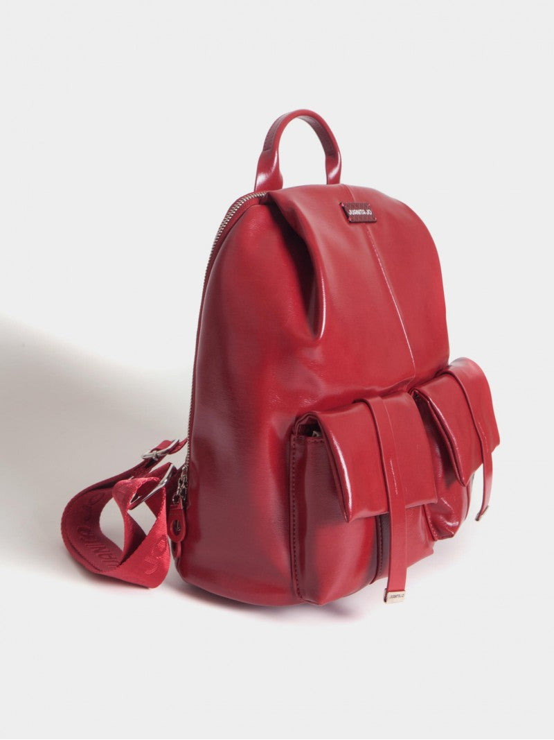 Mochila Roja Efecto Charol Roxie
