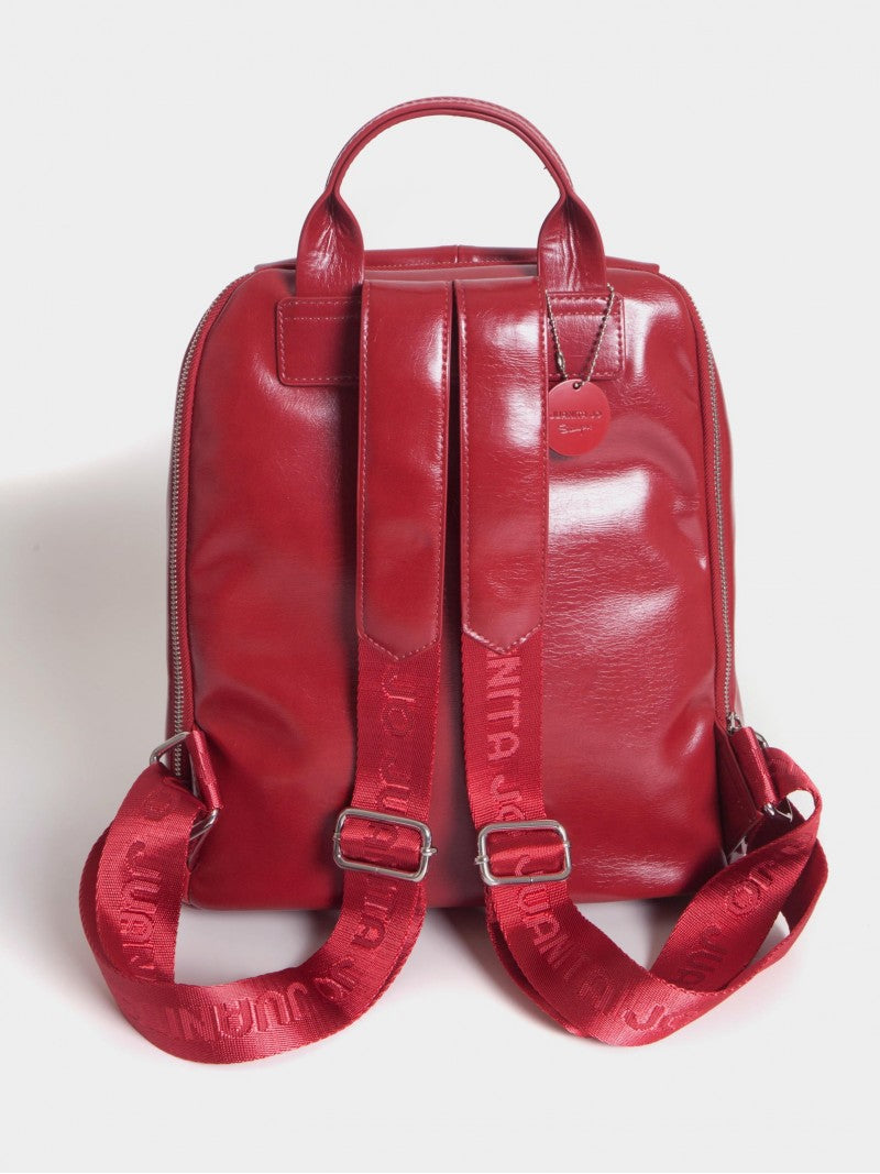 Mochila Roja Efecto Charol Roxie