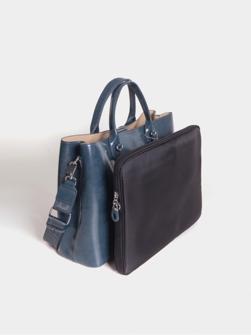 Cartera Con Porta Notebook Azul Worky
