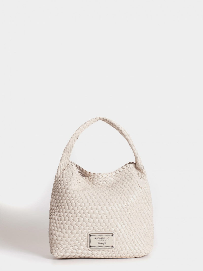 Cartera Mediana Color Crema Lazo
