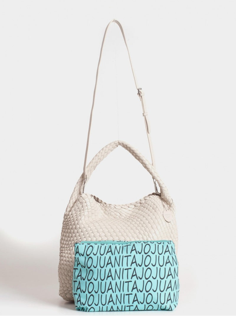Cartera Mediana Color Crema Lazo