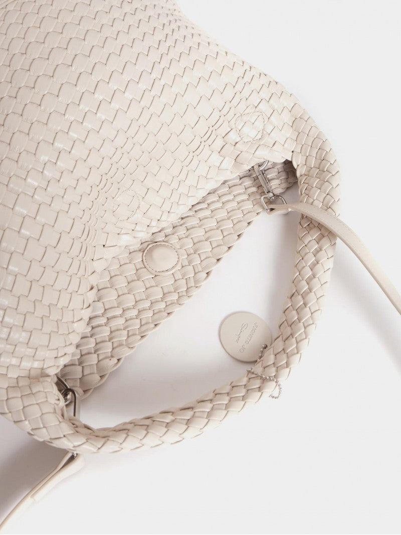Cartera Mediana Color Crema Lazo