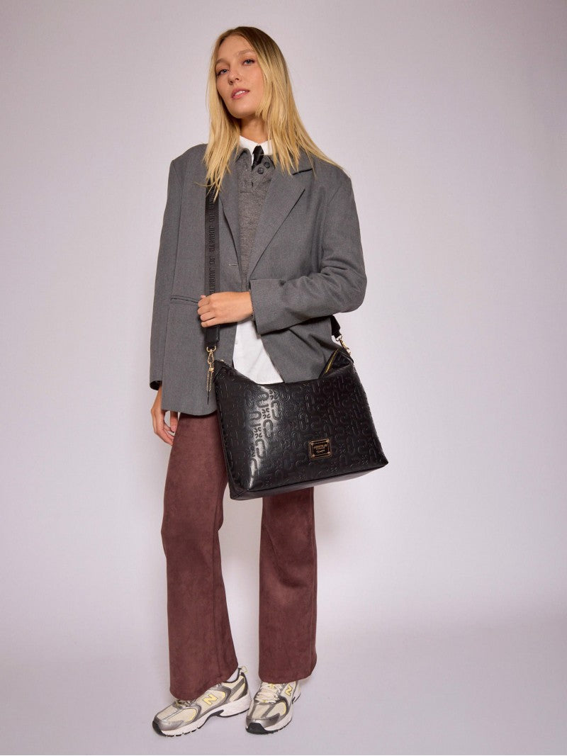Cartera Porta Notebook Negra Monogram