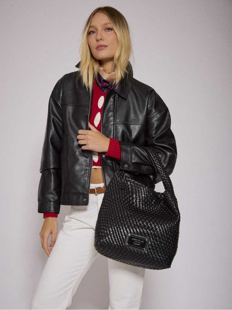 Cartera Negra Mediana Lazo