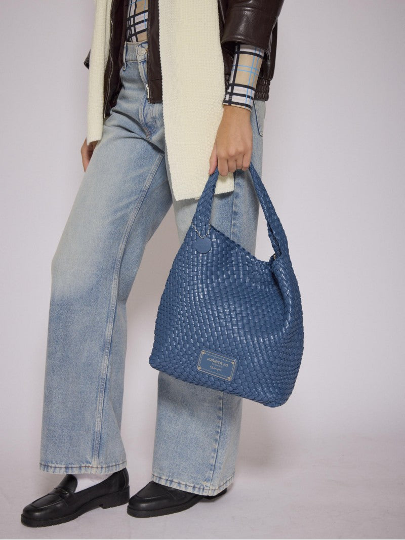 Cartera Mediana Azul Lazo