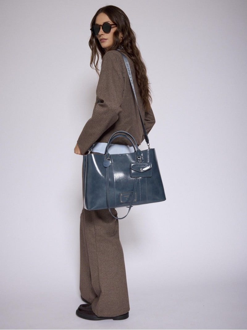 Cartera Con Porta Notebook Azul Worky
