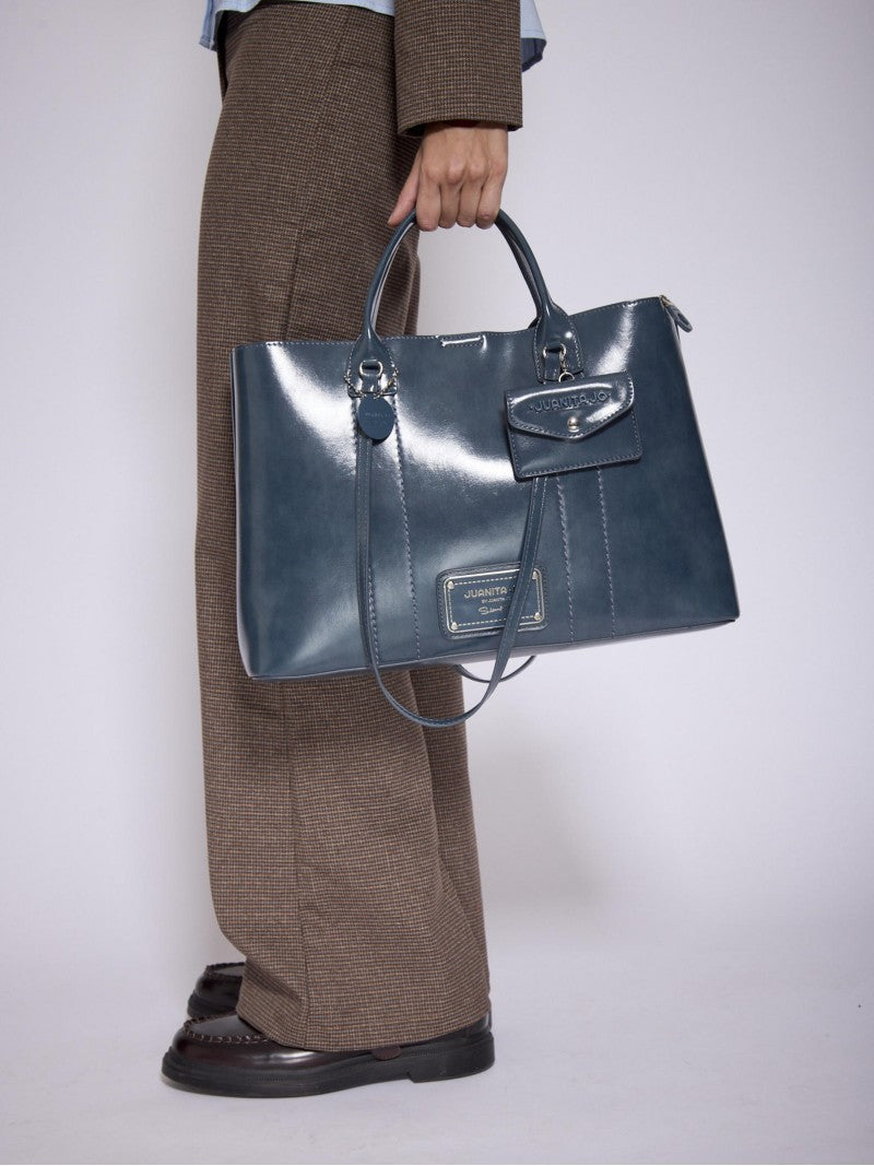 Cartera Con Porta Notebook Azul Worky
