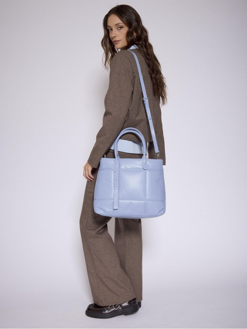 Cartera Mediana Celeste Puffer