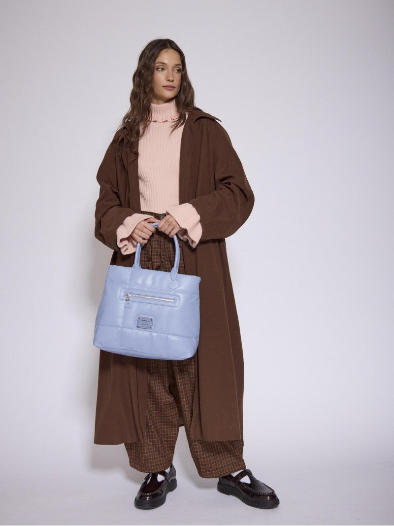 Cartera Mediana Celeste Puffer