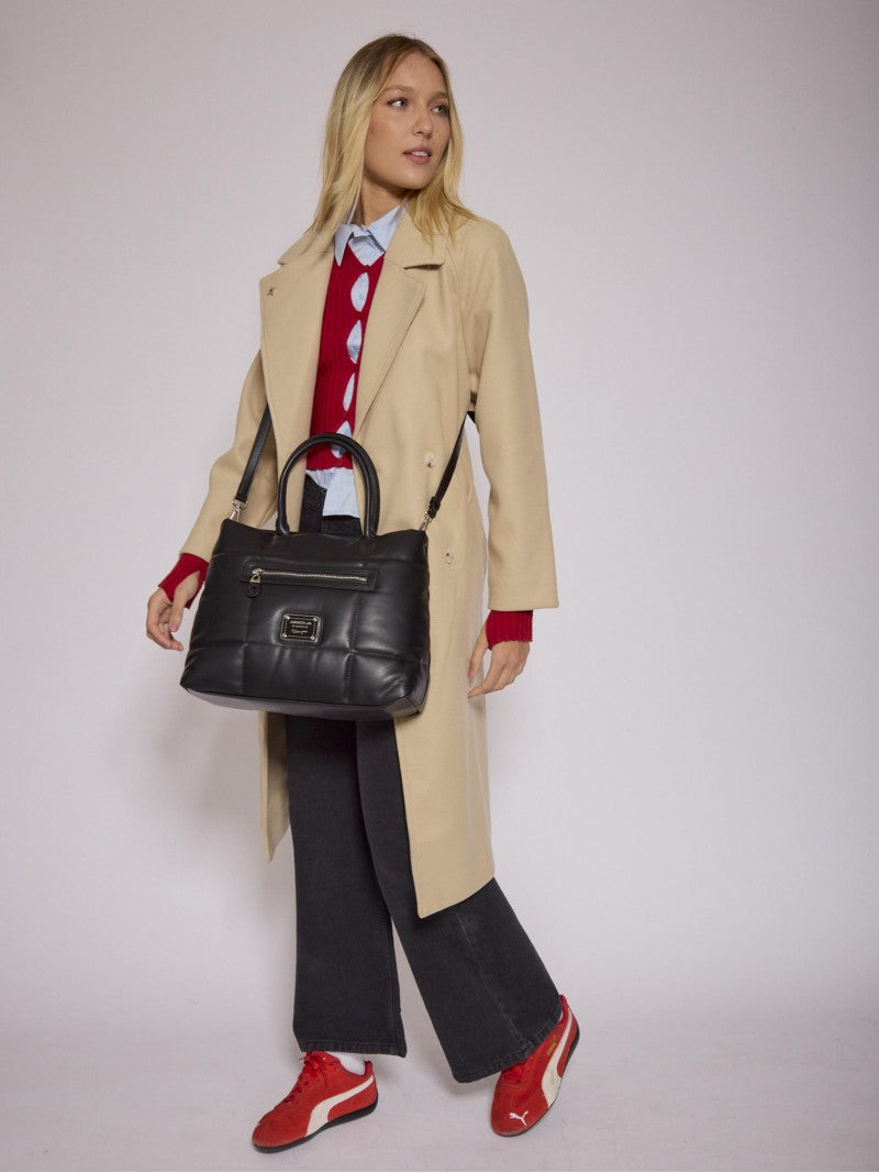 Cartera Negra Mediana Puffer