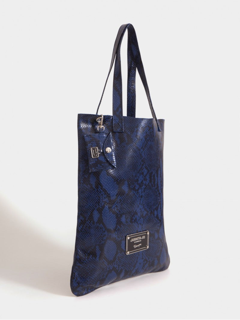 Tote Bag Azul De Cuero Génova