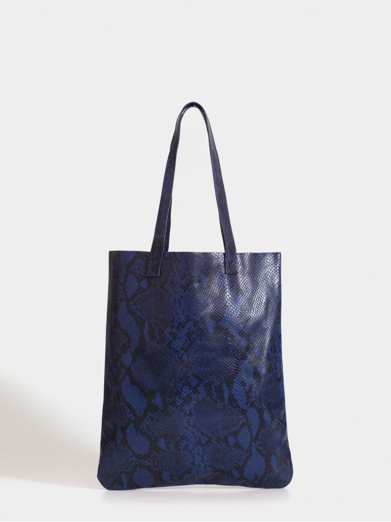 Tote Bag Azul De Cuero Génova