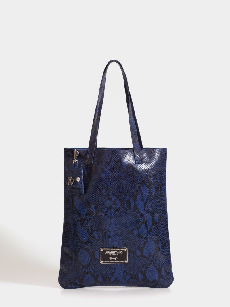 Tote Bag Azul De Cuero Génova