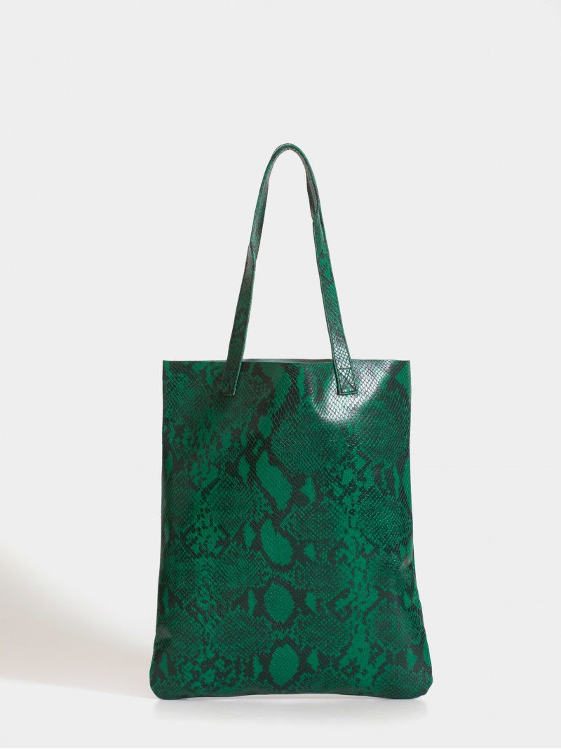 Tote Bag De Cuero Verde Génova