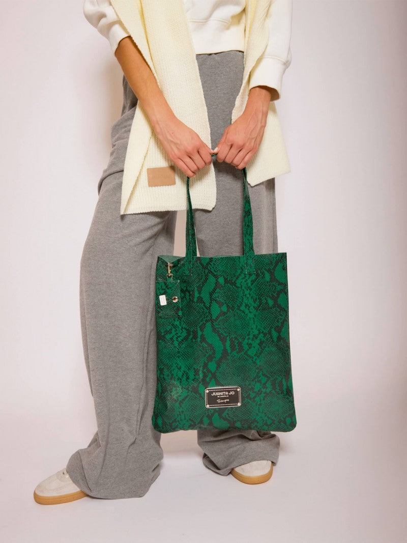Tote Bag De Cuero Verde Génova