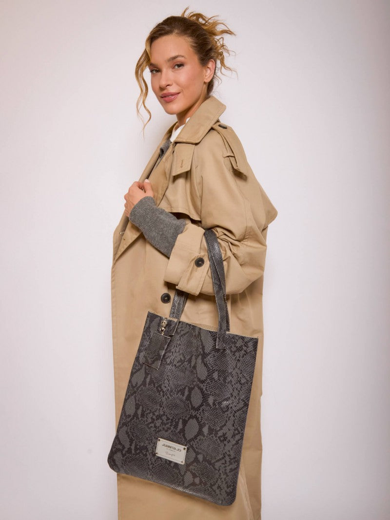 Tote Bag Gris De Cuero Génova