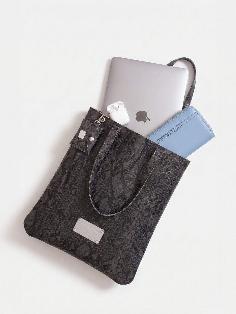 Tote Bag Gris De Cuero Génova
