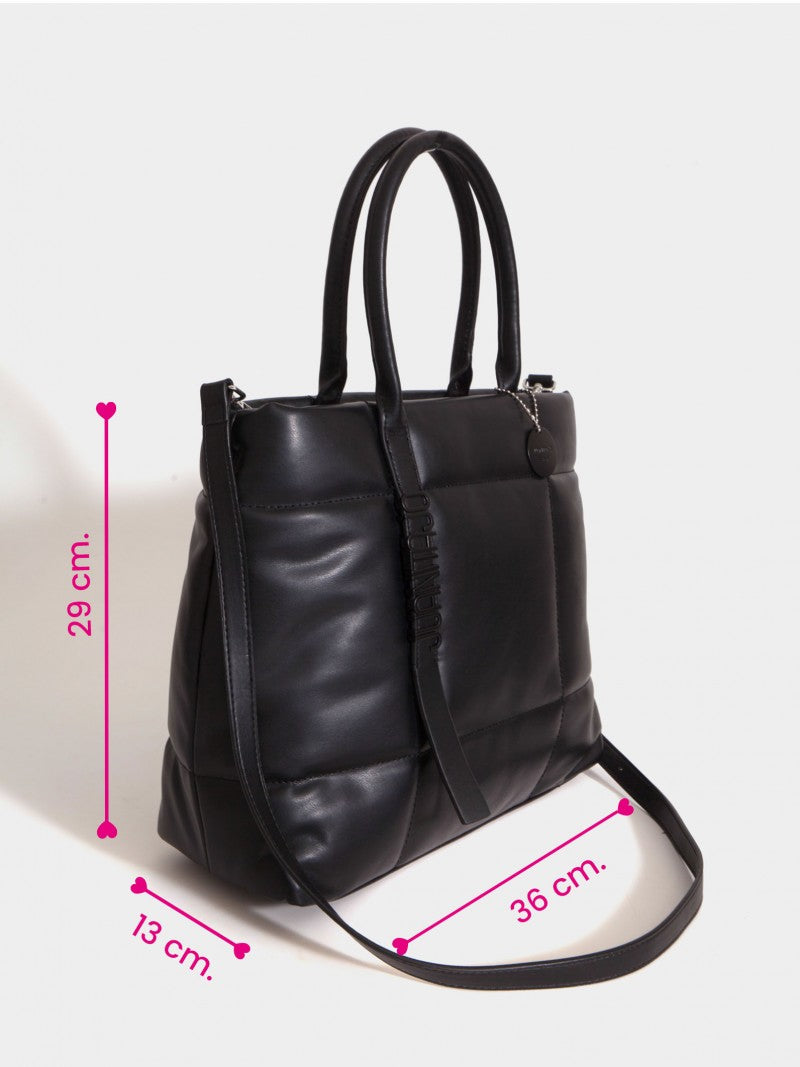 Cartera Negra Mediana Puffer