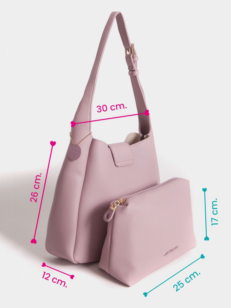 Cartera Rosa Tipo Bucket Mediana Lina