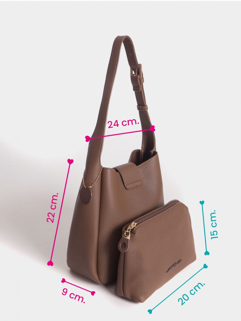 Cartera Marrón Tipo Bucket Chica Lina