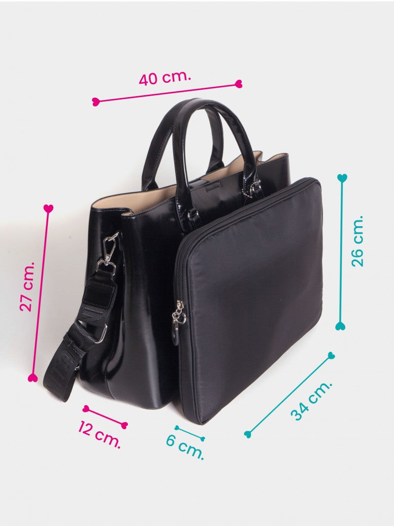 Cartera Con Porta Notebook Negra Worky