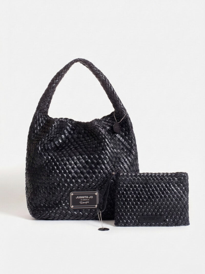 Set Lazo: Cartera Mediana + Sobre Pouch Rectangular Negro