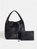 Set Lazo: Cartera Mediana + Sobre Pouch Rectangular Negro