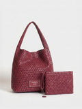 Set Lazo: Cartera Mediana + Sobre Pouch Rectangular Bordó