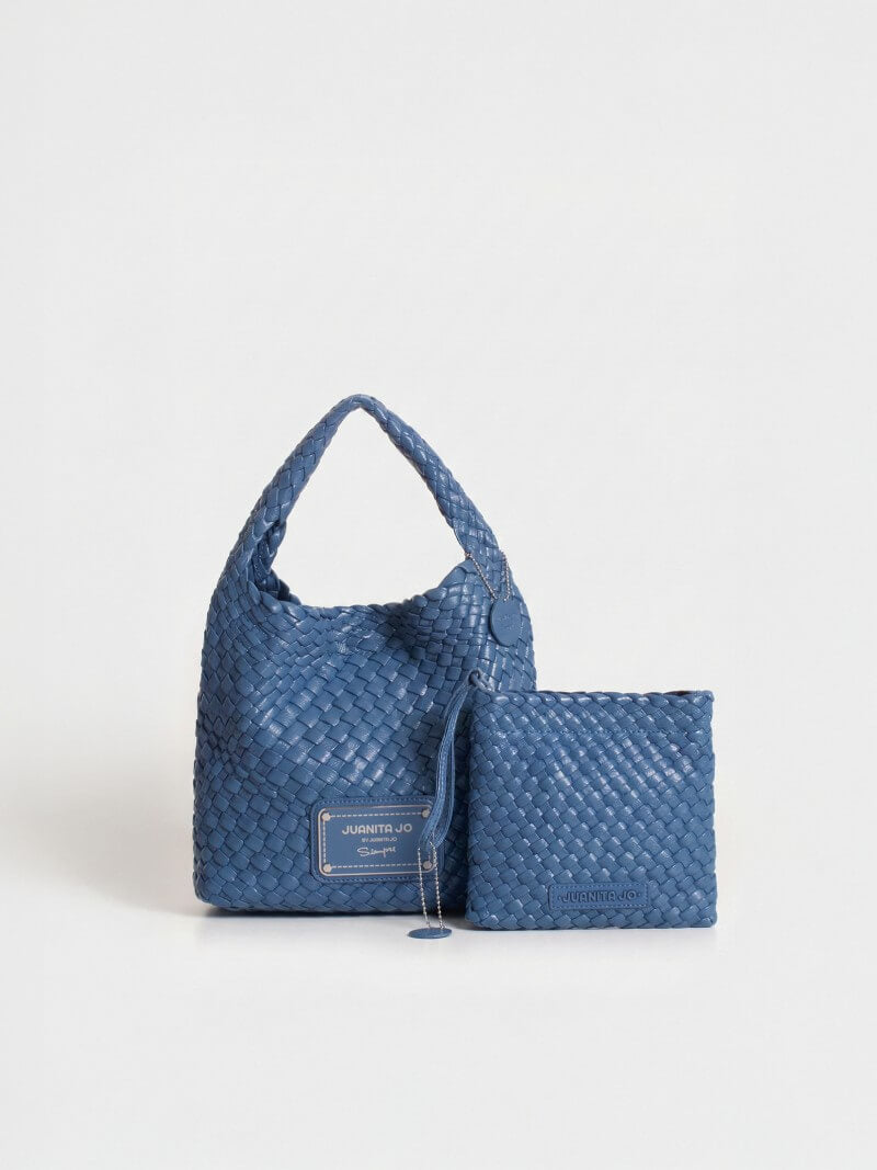 Set Lazo: Cartera Chica + Sobre Pouch Cuadrado Azul