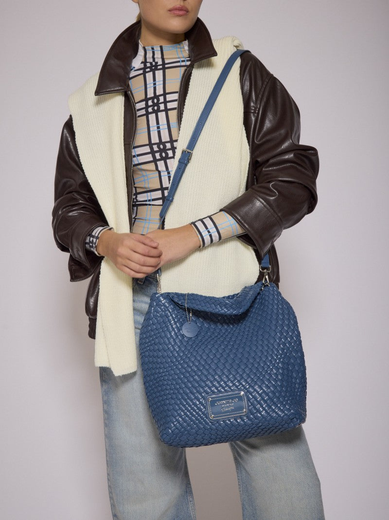 Set Lazo: Cartera Mediana + Sobre Pouch Rectangular Azul