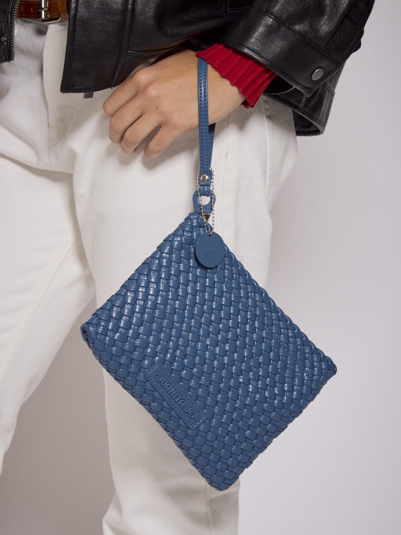Set Lazo: Cartera Mediana + Sobre Pouch Rectangular Azul