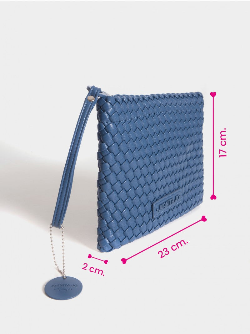 Set Lazo: Cartera Mediana + Sobre Pouch Rectangular Azul