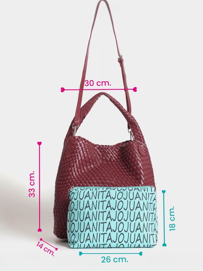 Set Lazo: Cartera Mediana + Sobre Pouch Rectangular Bordó