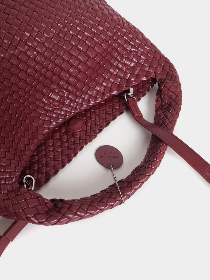 Set Lazo: Cartera Mediana + Sobre Pouch Rectangular Bordó