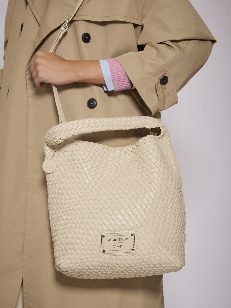 Set Lazo: Cartera Mediana + Sobre Pouch Rectangular Crema