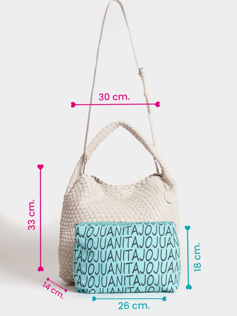 Set Lazo: Cartera Mediana + Sobre Pouch Rectangular Crema