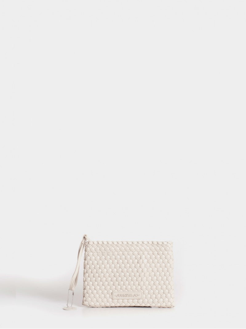 Set Lazo: Cartera Mediana + Sobre Pouch Rectangular Crema