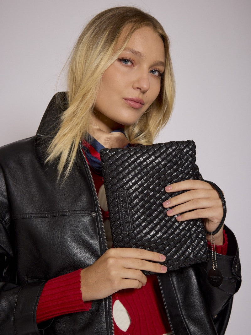 Set Lazo: Cartera Mediana + Sobre Pouch Rectangular Negro