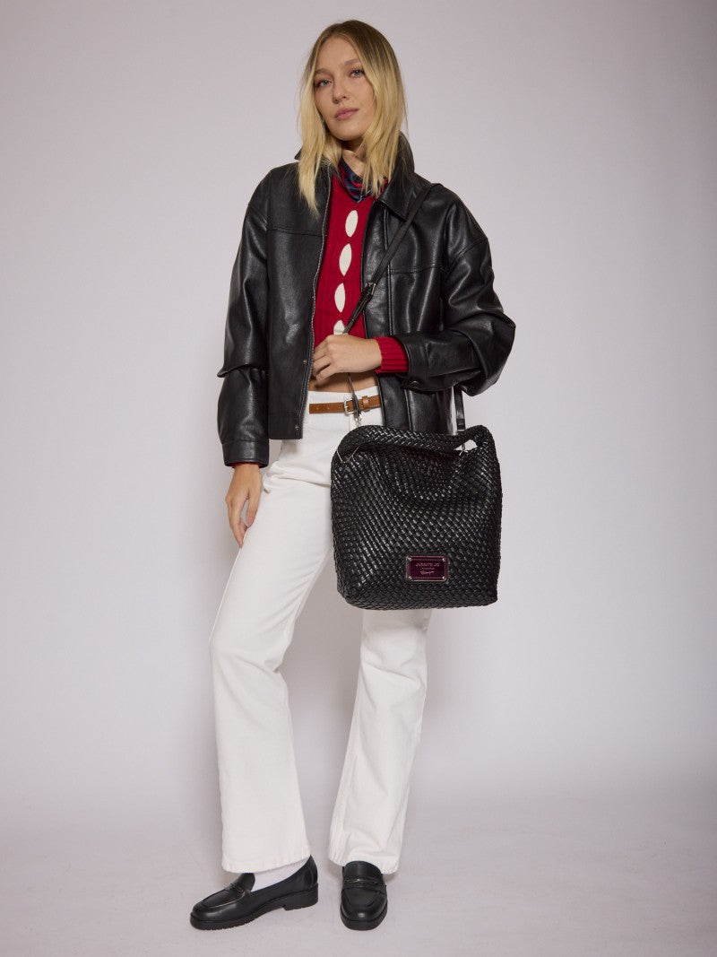 Set Lazo: Cartera Mediana + Sobre Pouch Rectangular Negro