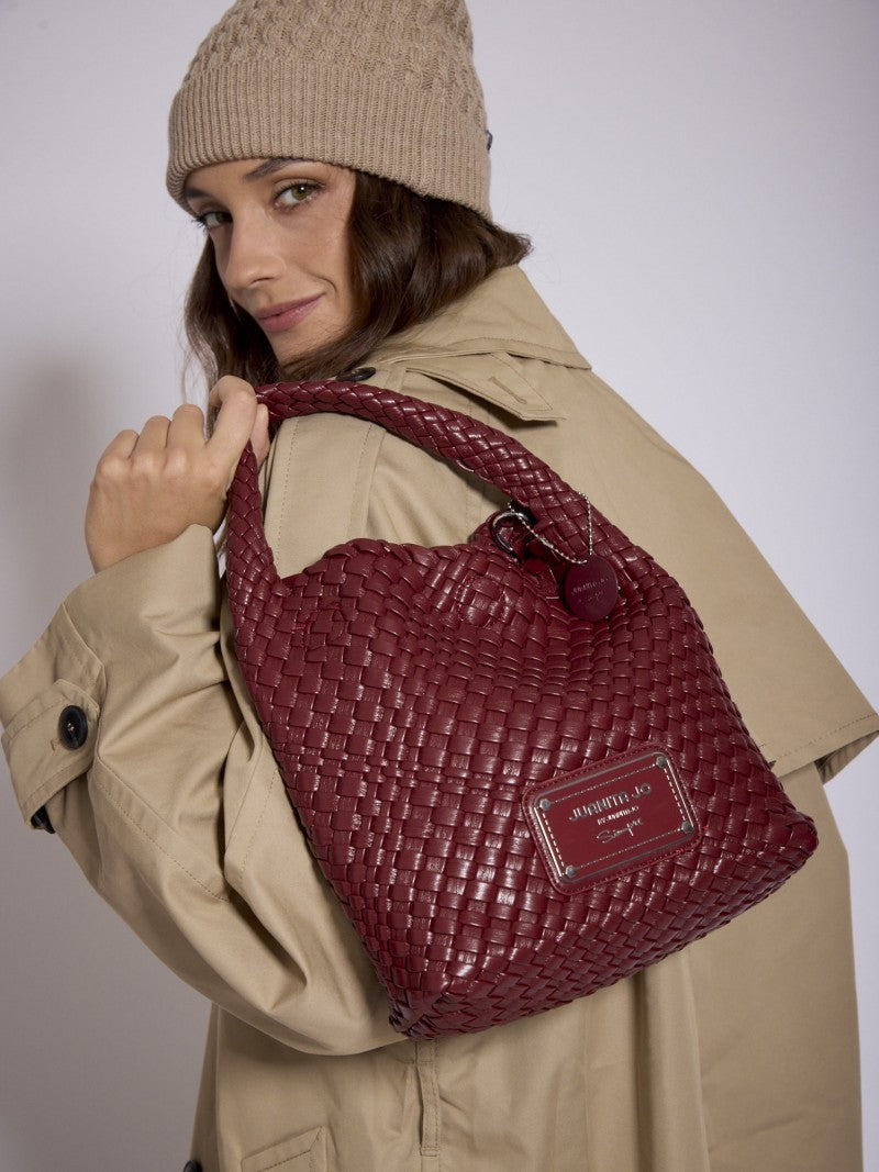 Set Lazo: Cartera Chica + Sobre Pouch Cuadrado Bordó