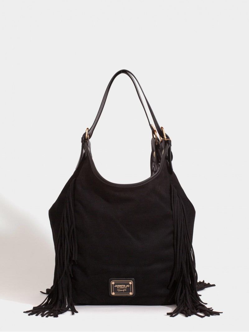 Cartera Flecos Mediana Negra Montana