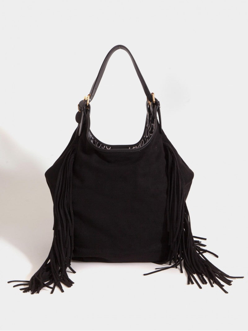 Cartera Flecos Mediana Negra Montana