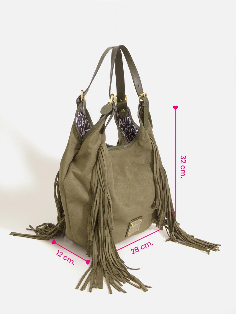 Cartera Flecos Mediana Verde Montana